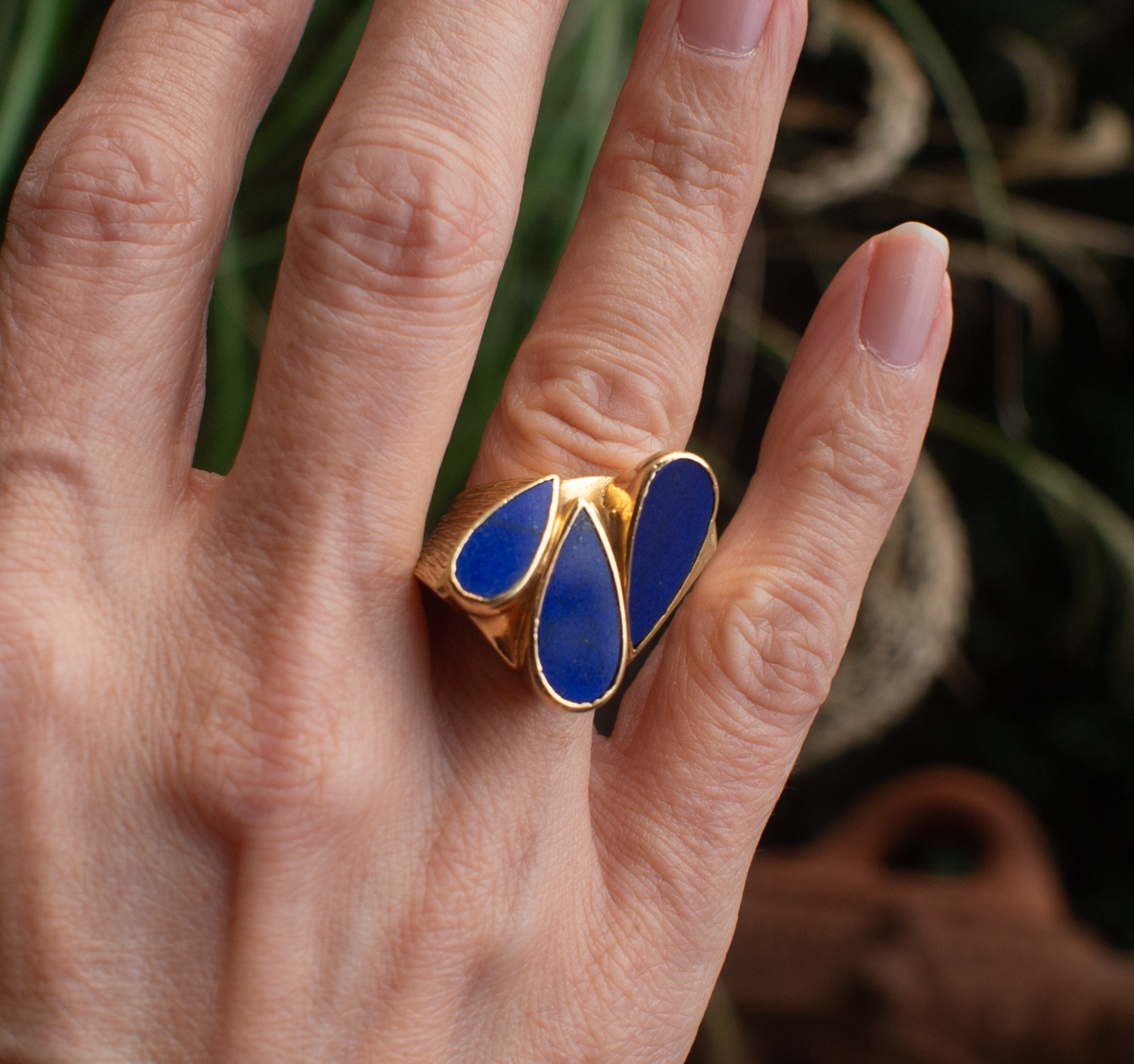 18K Gold Lapis Fashion Ring