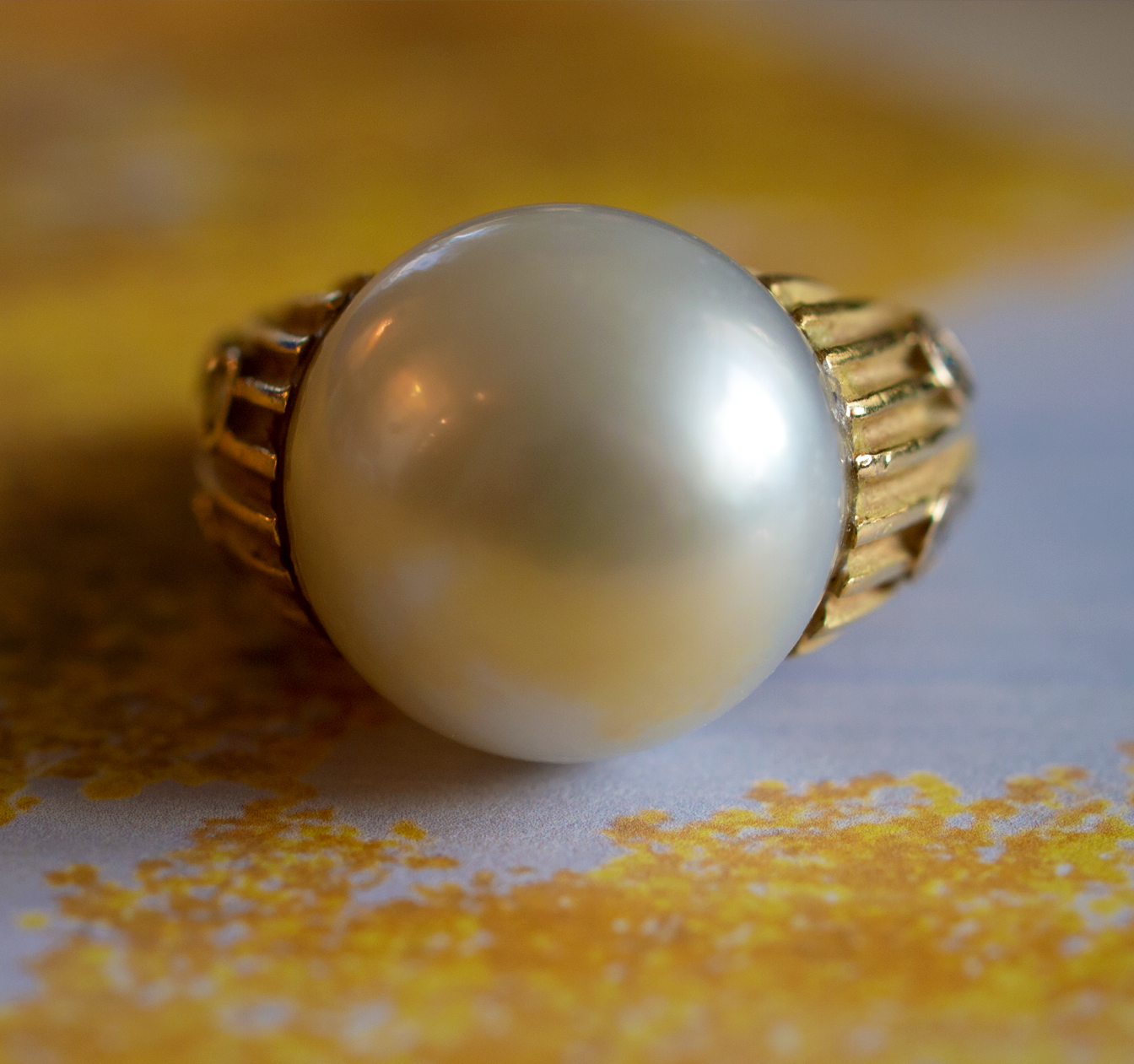 18K South Sea Pearl Ring with Diamonds