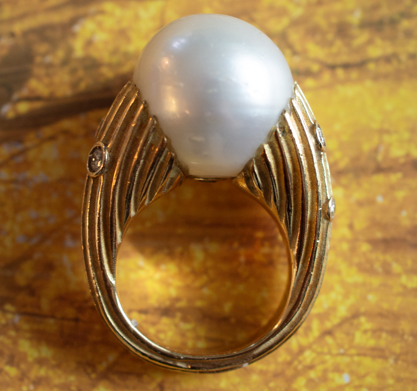 18K South Sea Pearl Ring with Diamonds